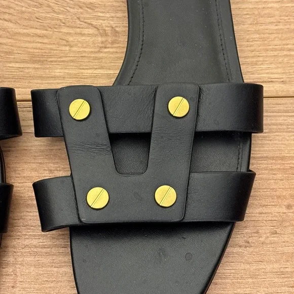 VERONICA BEARD Womens Via Slide Sandal Size 7.5 Black Leather Studded Designer - Picture 6 of 12